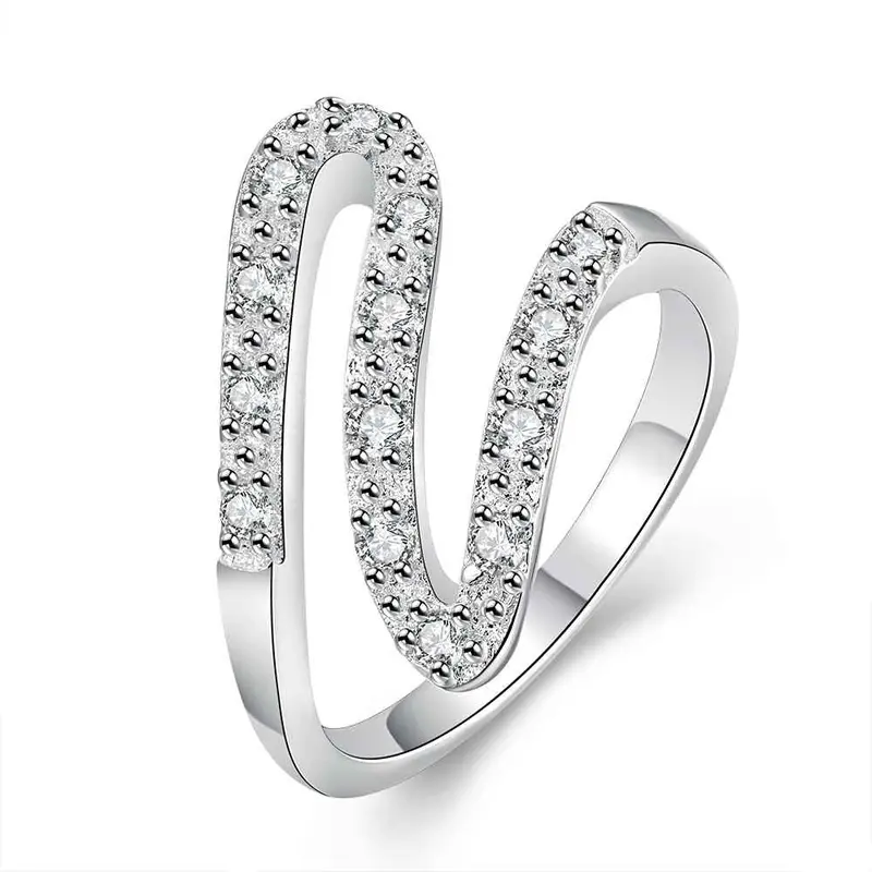 Silver Plated Ring Ribbon Shaped Aliancas 688 1