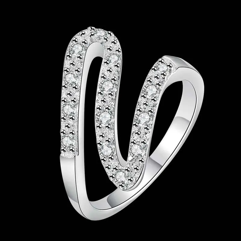 Silver Plated Ring Ribbon Shaped Aliancas 688 2
