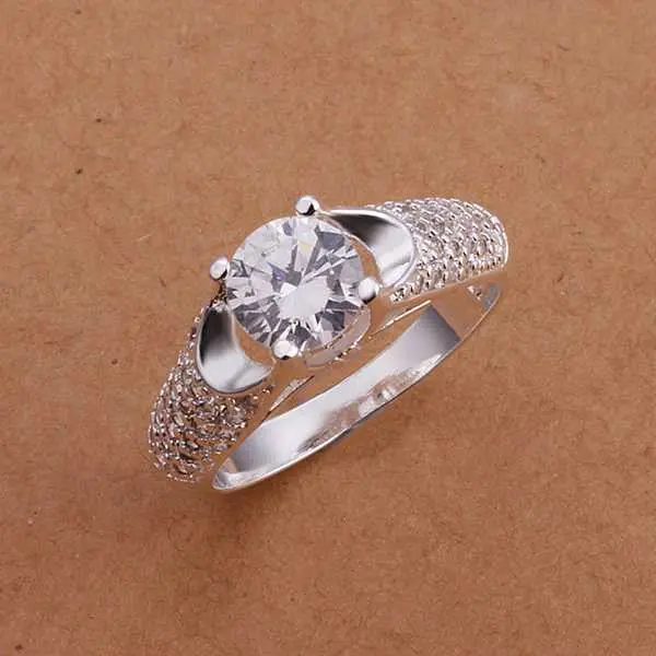 Silver Plated Ring Zircon Silver Jewelry Ring Women Finger Rings Wedding Gift 177 1