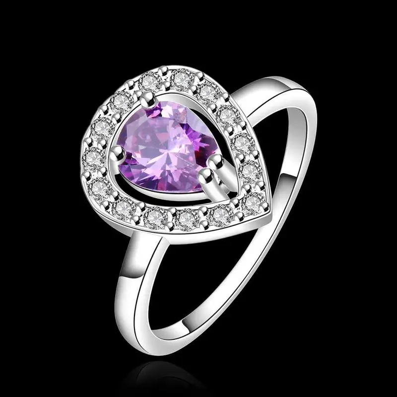 Silver Plated Rings For Men Hurst Purple Stone Anillos Bear Collier Plastron112 6