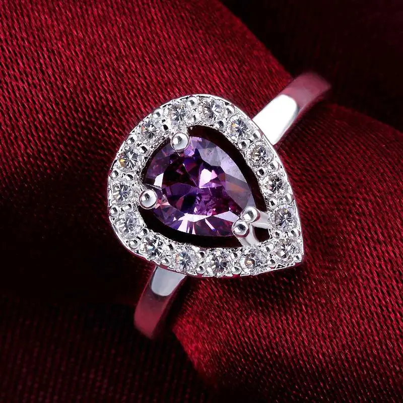 Silver Plated Rings For Men Hurst Purple Stone Anillos Bear Collier Plastron112 7