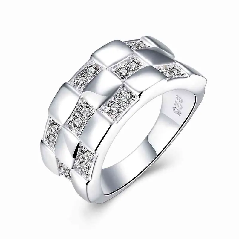 Silver Plated Rings For Men Square Anel Collier Plastron 8 1 1