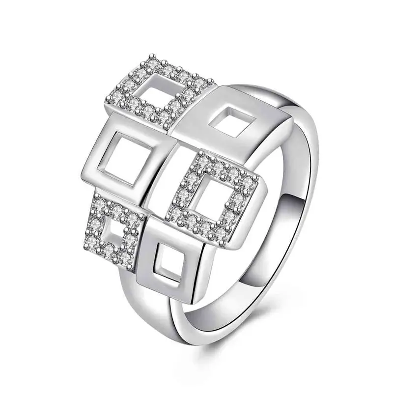 Silver Plated Rings Hollow Square Men Ring Hand Madeball 1