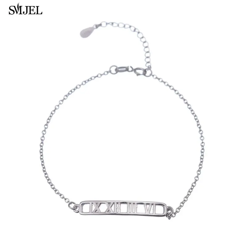Silver Plated Roman Numerals Bracelet Geometric Bracelets B044 1