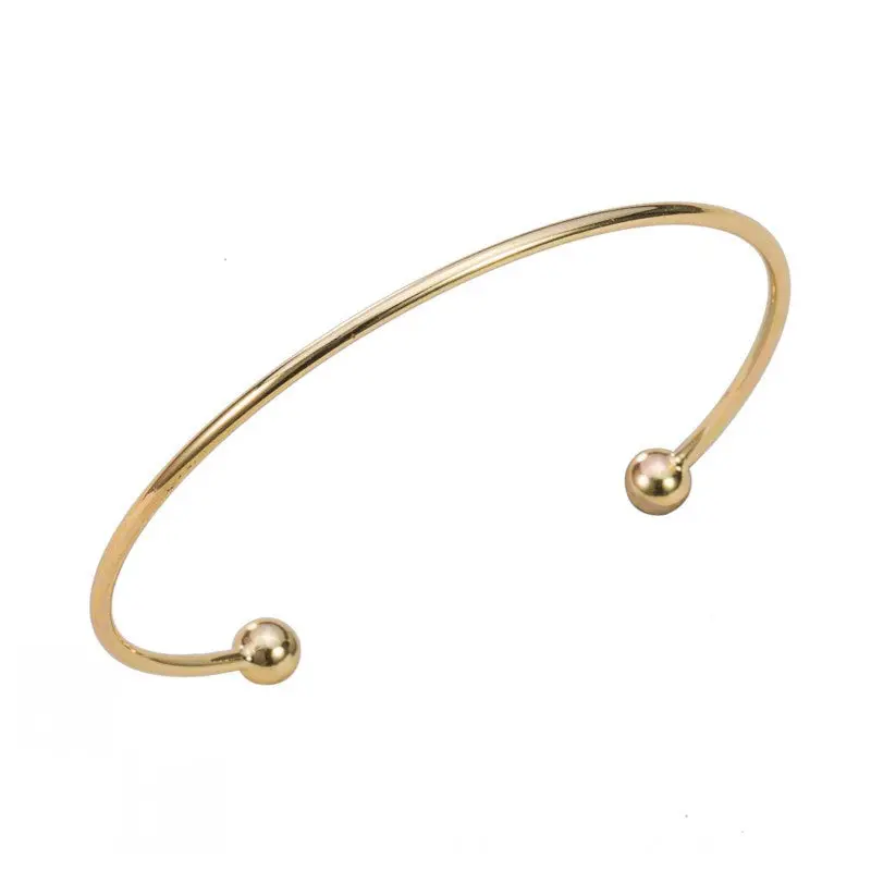 Silver Plated Simple Open Double Ball Bracelet Cuffs 10Pcs-G025 1
