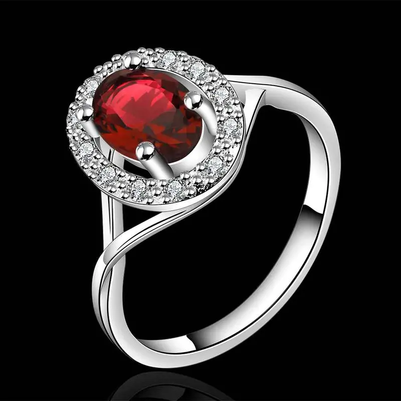 Silver Plated Stamp Ellipse Crystal Rings The Lord Of Rings Silver Plated Ring 644 4