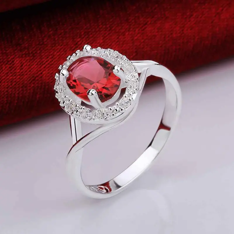 Silver Plated Stamp Ellipse Crystal Rings The Lord Of Rings Silver Plated Ring 644 6