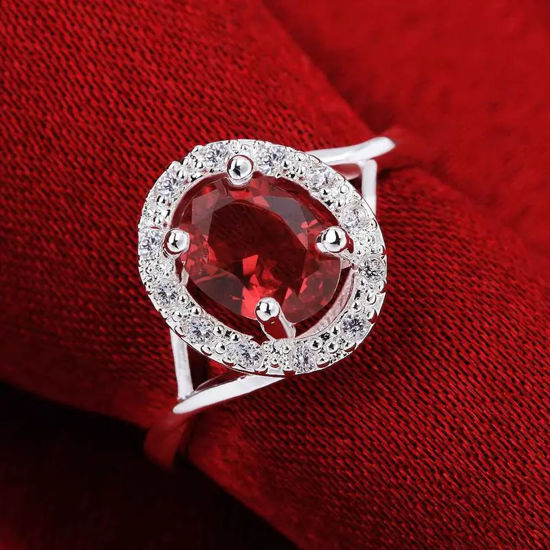 Silver Plated Stamp Ellipse Crystal Rings The Lord Of Rings Silver Plated Ring 644 7