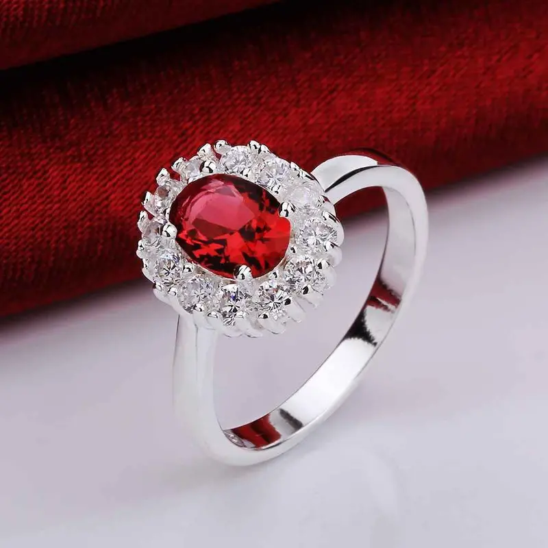 Silver Plated Stamp Ellipse Stone Crystal Rings The Lord Of Rings Silver Plated Ring 649 6