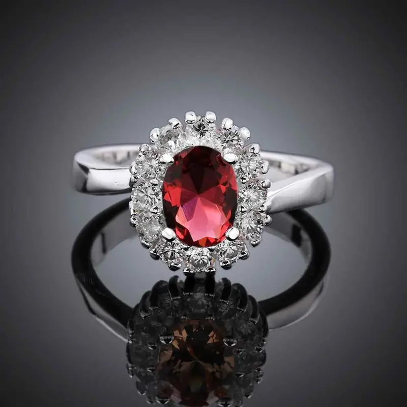 Silver Plated Stamp Ellipse Stone Crystal Rings The Lord Of Rings Silver Plated Ring 649 8