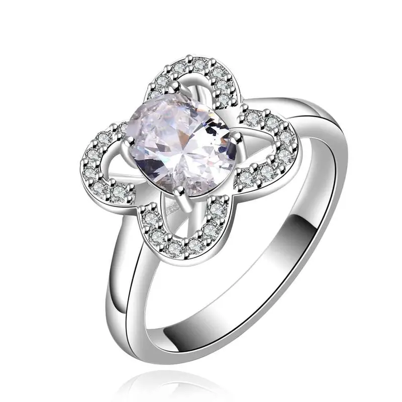 Silver Plated Stamp Flower Stone Crystal Rings The Lord Of Rings Silver Plated Ring 647 2