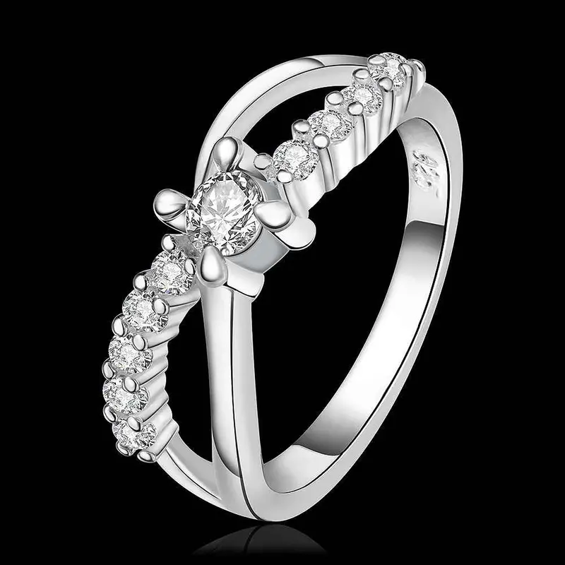 Silver Plated Stamp Insets 8Word White Gem Rings The Lord Of Rings Silver Plated Ring 46 2