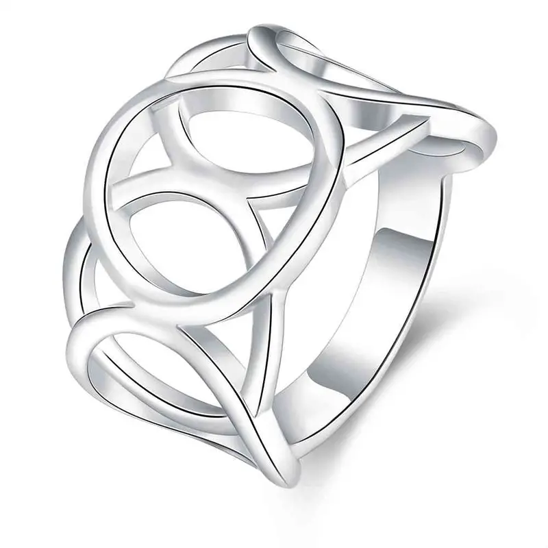 Silver Plated Wedding Ring Circle Phase Sets Anillos 7 7 1