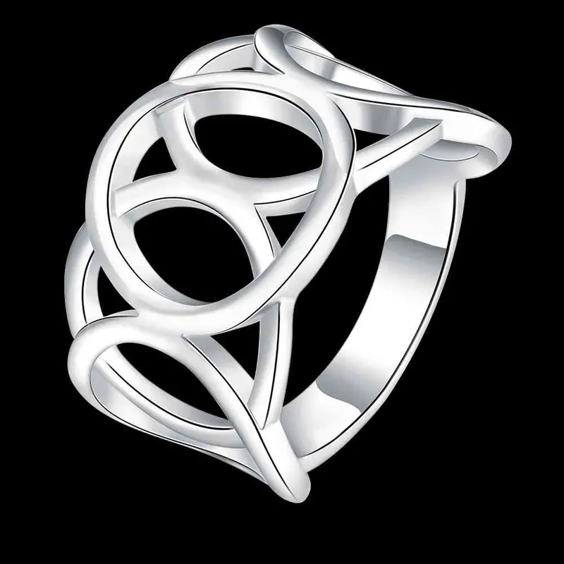 Silver Plated Wedding Ring Circle Phase Sets Anillos 7 7 2