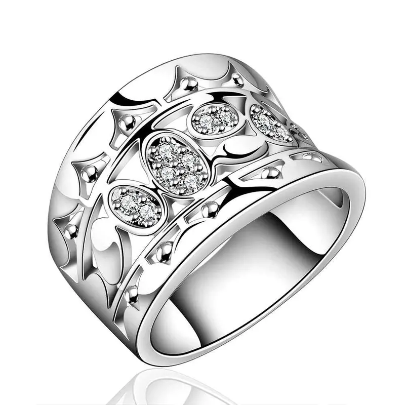 Silver Plated Wedding Rings Crystal Line Anillo 87 1