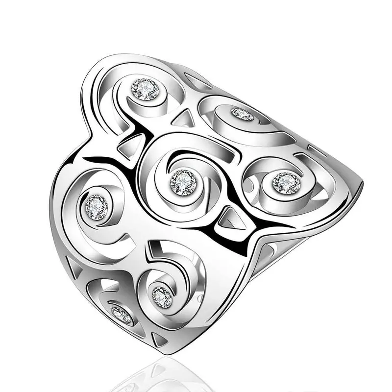 Silver Plated Wedding Rings Crystal Line Anillo 87 3