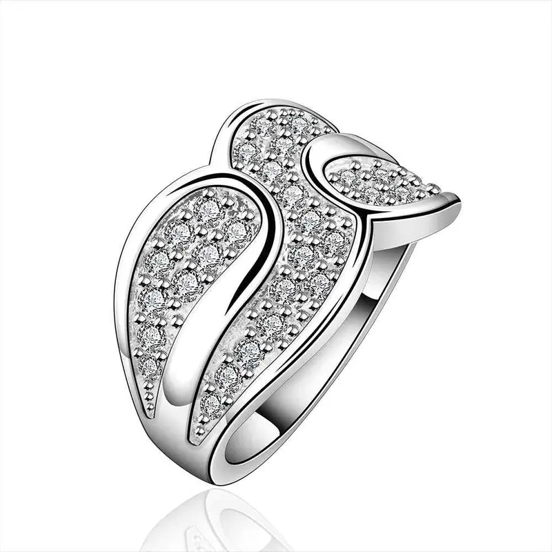 Silver Plated Wedding Rings Crystal Line Anillo 87 6