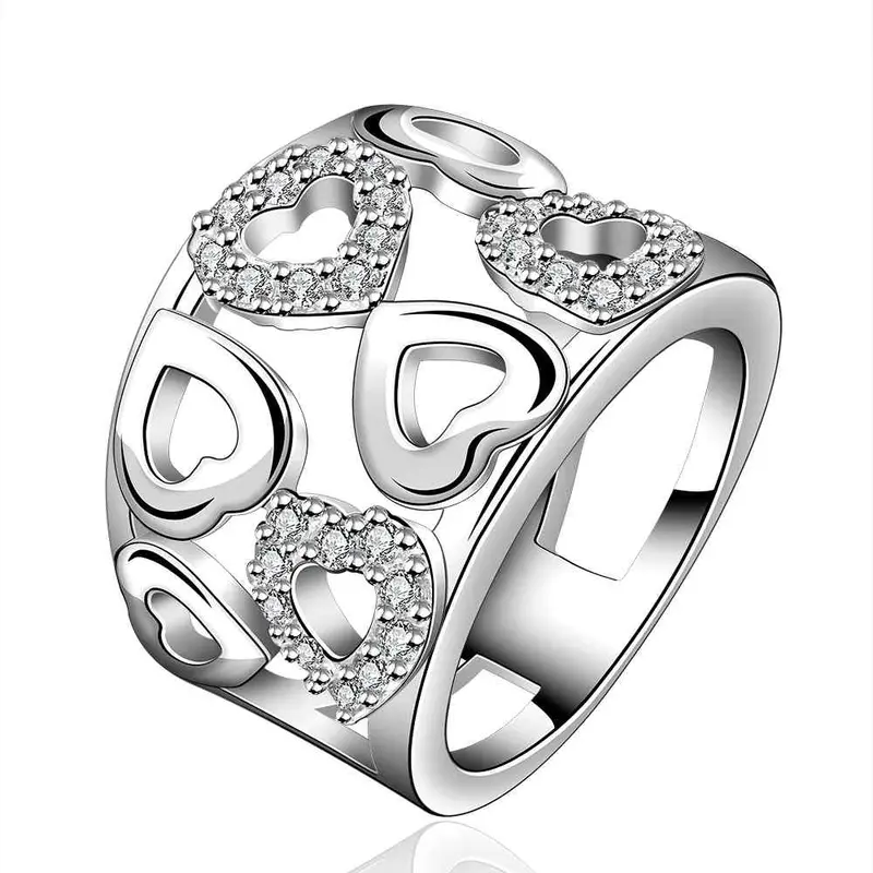 Silver Plated Wedding Rings Crystal Line Anillo 87 7