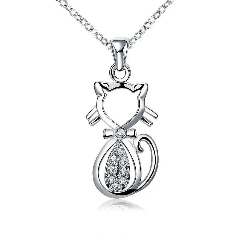 Silver Plated Women Necklace Insets Kitten Tattoo Choker Joias212 1