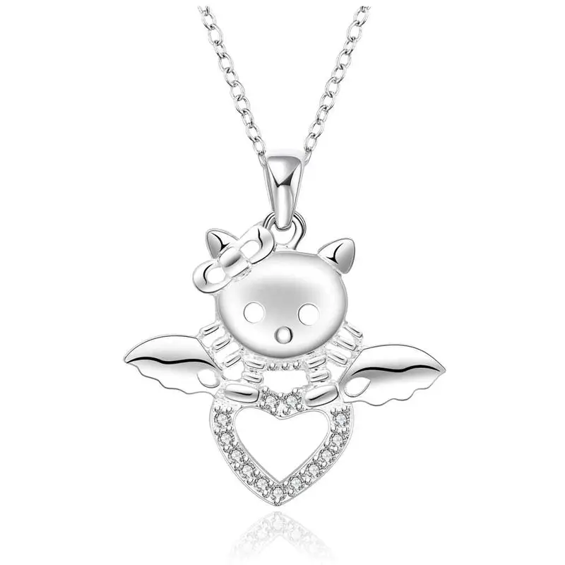 Silver Plated Women Necklace Insets Kitten Tattoo Choker Joias212 2