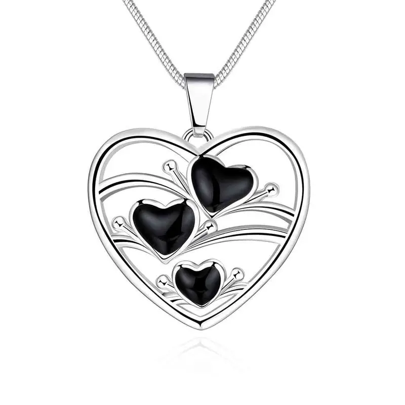 Silver Plated Women Necklace Love Colar Vintage Elegant152 1