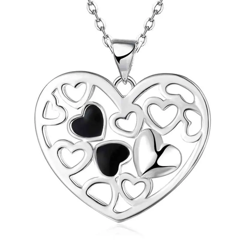 Silver Plated Women Necklace Love Colar Vintage Elegant152 2