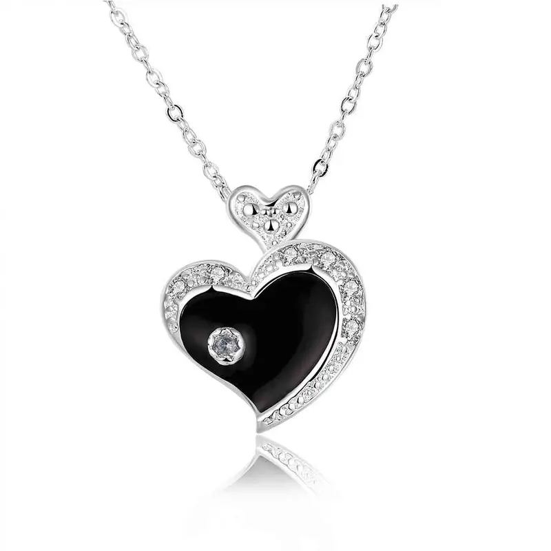 Silver Plated Women Necklace Love Colar Vintage Elegant152 3