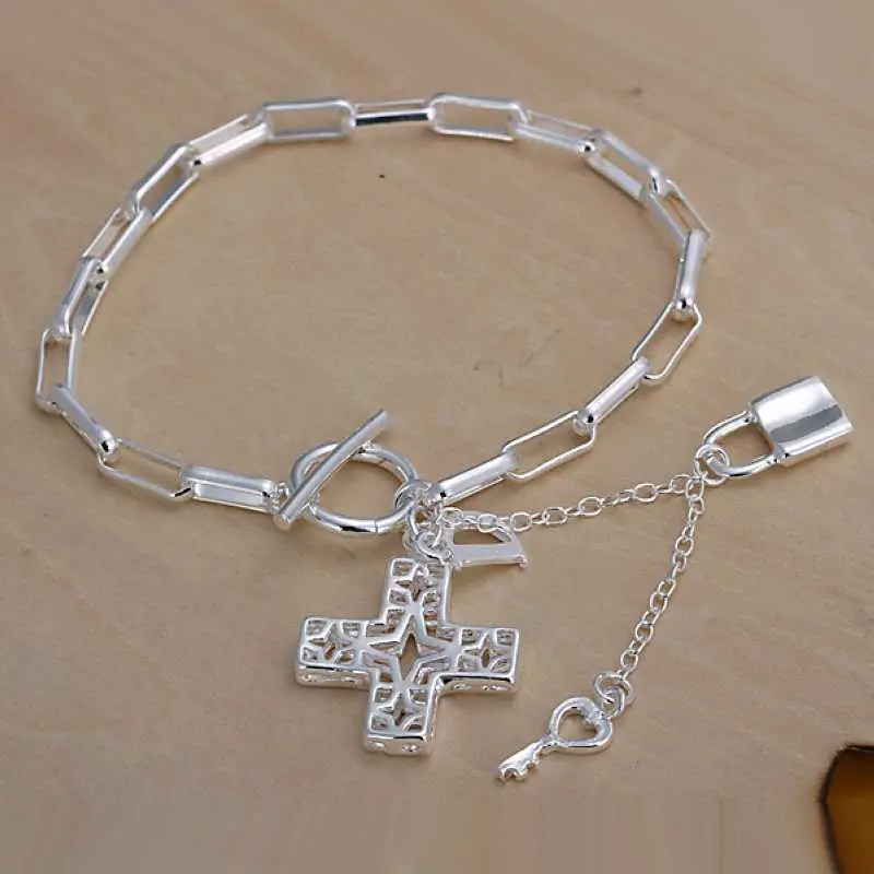 Silver Pulseras Insets Heart Lock Pulseira Charm Hbh 36 2