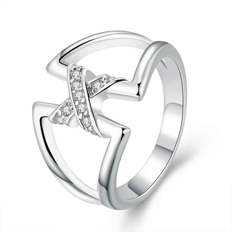 Silver Ring Double Triangle Anillos Bear Accessories 687 1