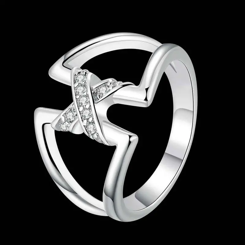 Silver Ring Double Triangle Anillos Bear Accessories 687 2
