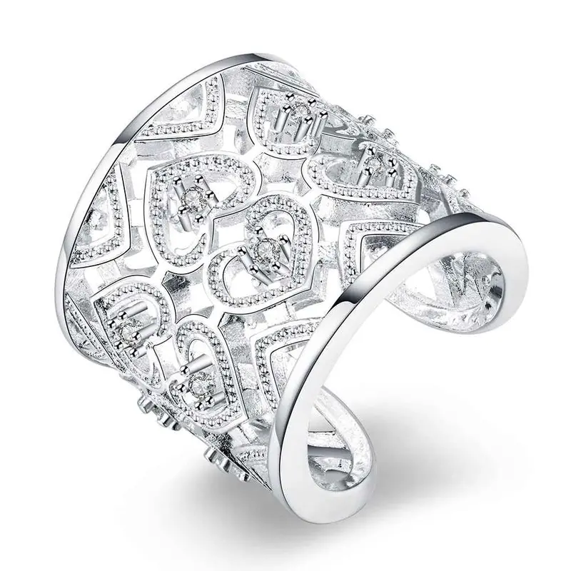 Silver Ring Insets Multi Heart Men Ring 1 6 1