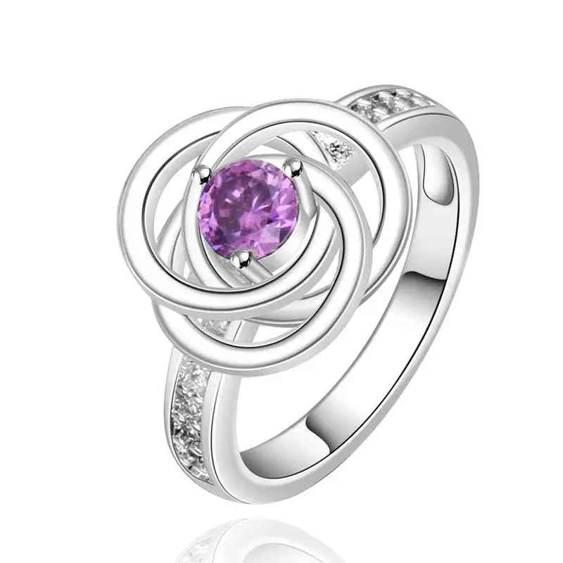 Silver Rings Cicle Red St Anillo Bone 15 3