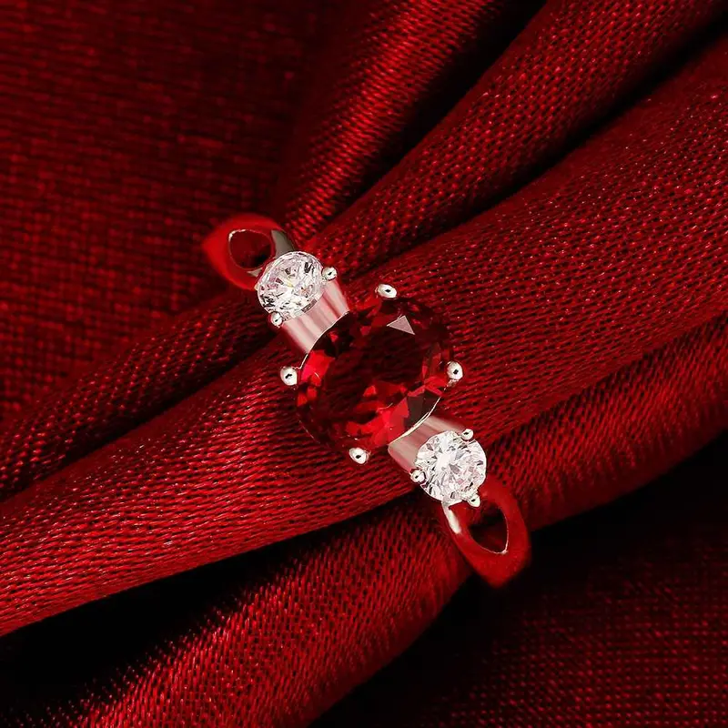 Silver Rings Insets Gem Opal Ruby Jewelry 5