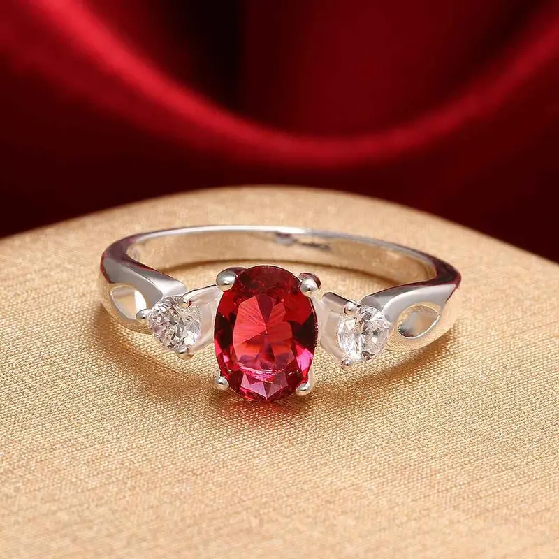 Silver Rings Insets Gem Opal Ruby Jewelry 6