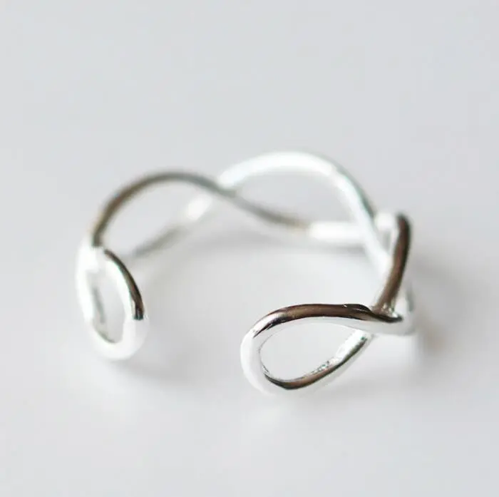 Silver Rings Simple Adjustable Infinity Ring Girls Syjz011 2