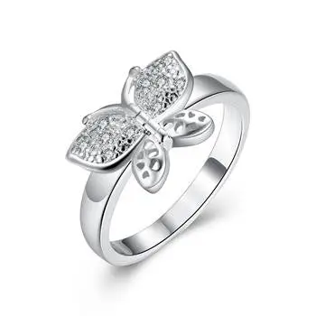 Silver Ringsilver Plated Jewelry Ringinlaid Stone Hollow Butterfly Rings 272 1