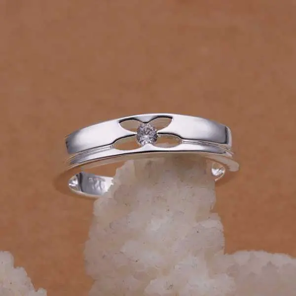 Silver Ringsilver Plated Jewelry Ringsided Smooth Inlaid Stone Rings 244 2