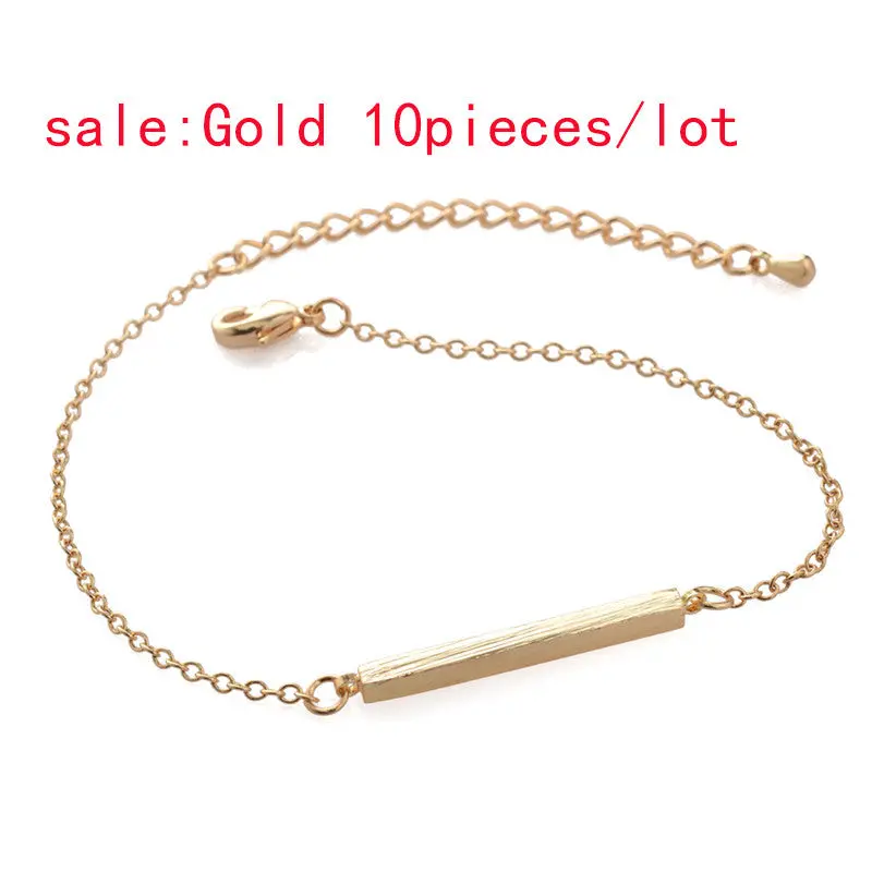 Silver Square Bar Bracelets Geometric Rectangle Pendant Bracelet Girl Jewelry 10Pcs30pcs-B012 1