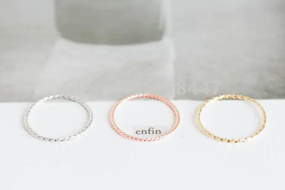 Silver Twist Sizable Stacking Rings Stackable Pink Jewelry Rings R214 2