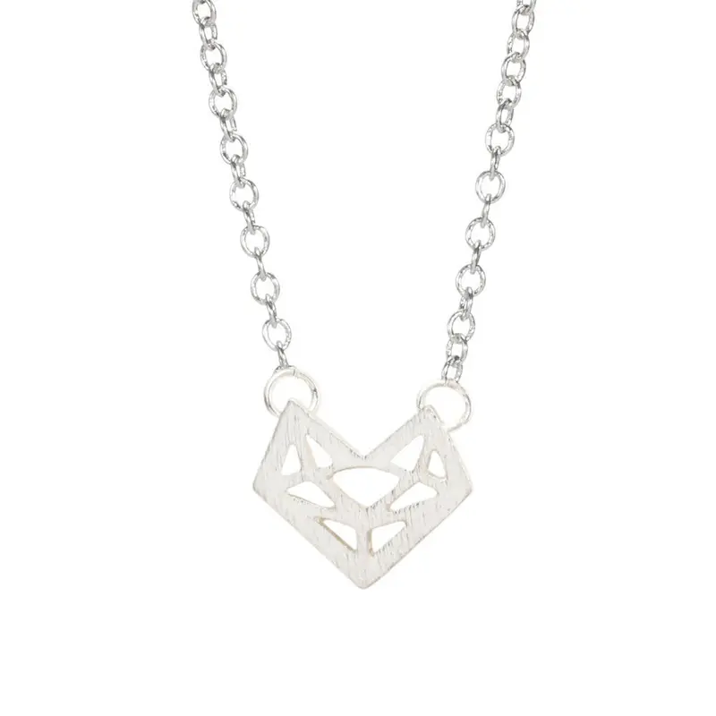 Silver Vintage Jelwelry Fox Heart Shape Necklaces Set Animal Face Necklace 10Pcs-N100 1