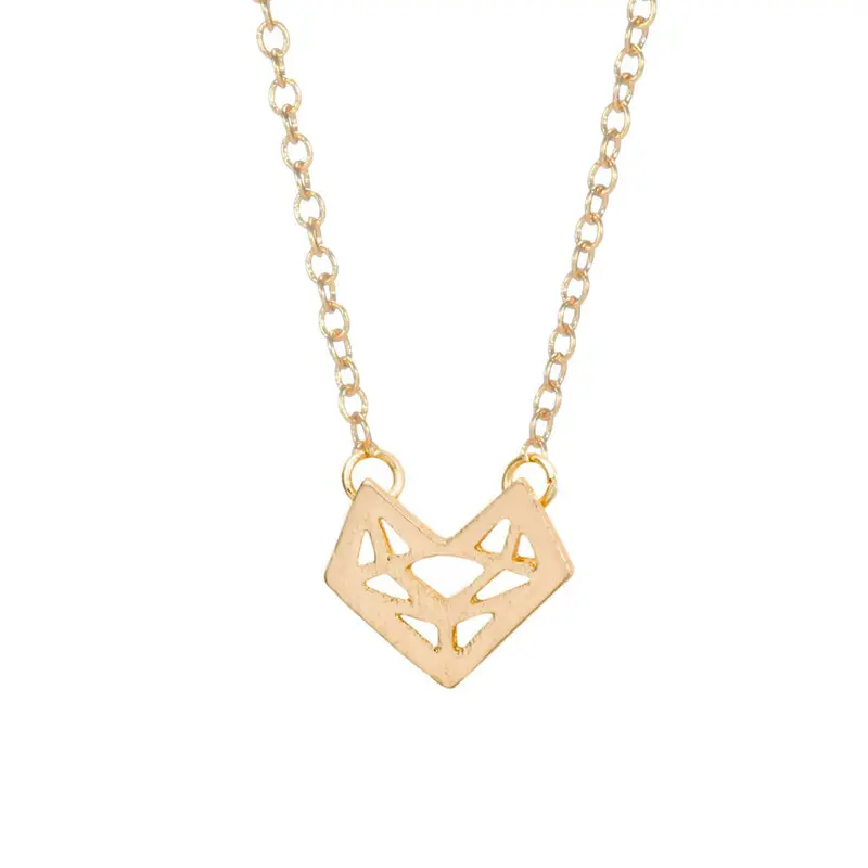 Silver Vintage Jelwelry Fox Heart Shape Necklaces Set Animal Face Necklace 10Pcs-N100 2