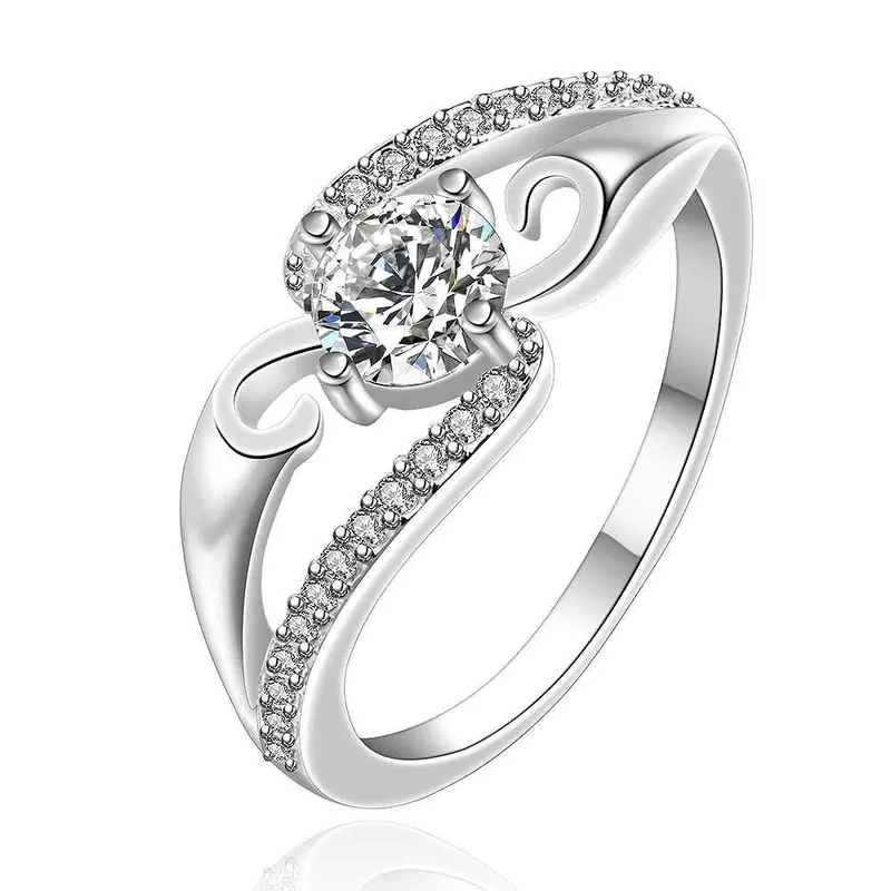Silver Wedding Ring Insets-White Gem Anillos Bear Wedding Decoration 654 1