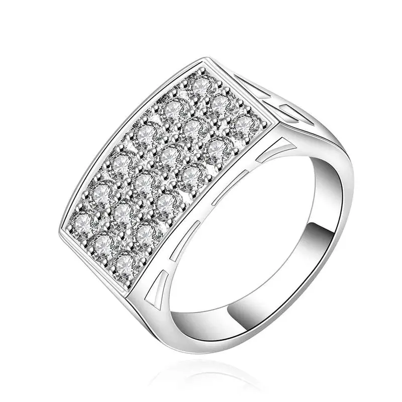 Silver Wedding Ring Three Rows Stone Bague Femme Floating Charms 81 4