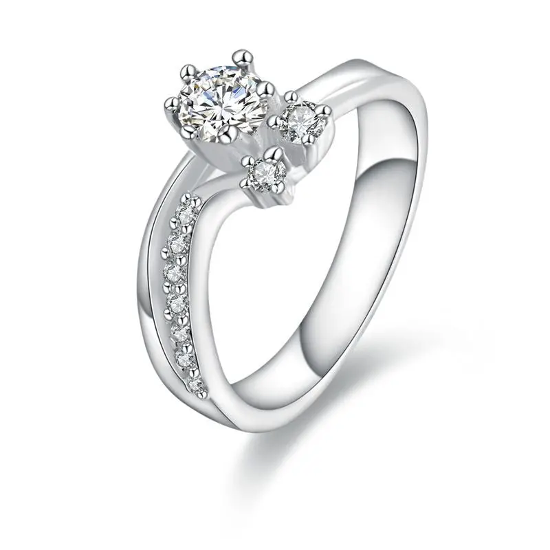 Silver Wedding Ring White Stone On Heart Anel Masculino 12 1