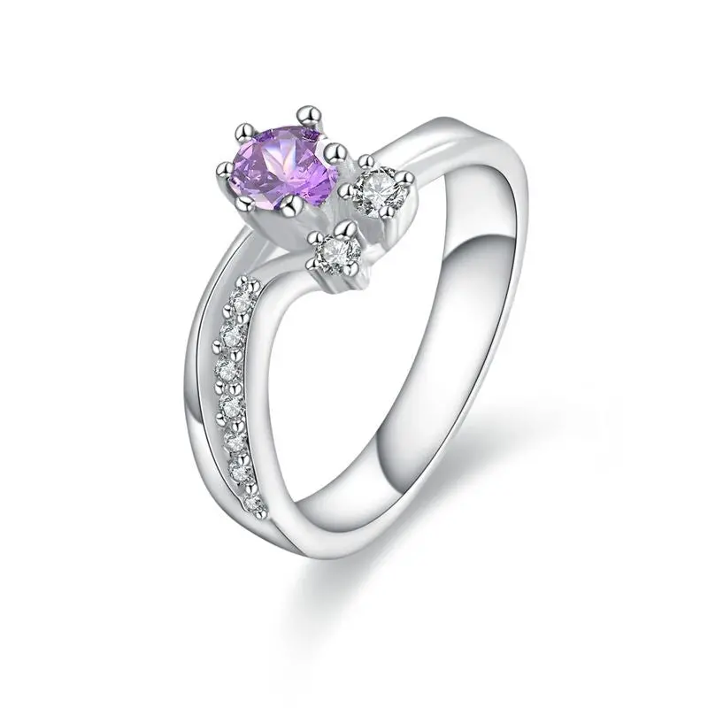 Silver Wedding Ring White Stone On Heart Anel Masculino 12 3