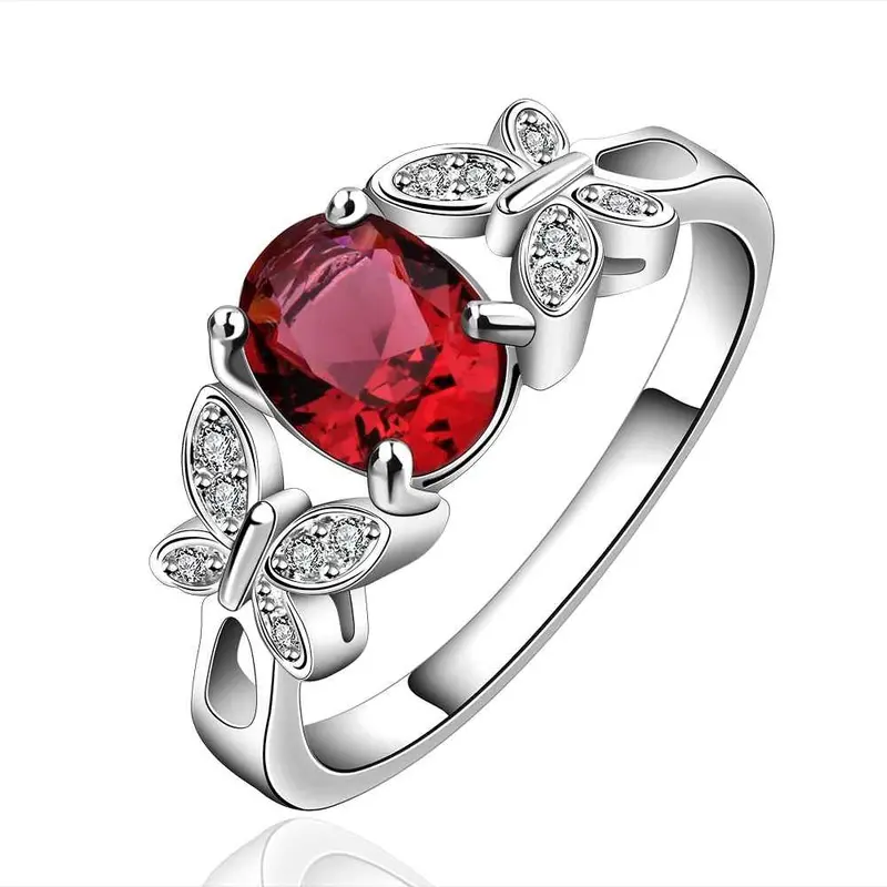 Silver Wedding Rings Butterfly Stone Opal 648 1
