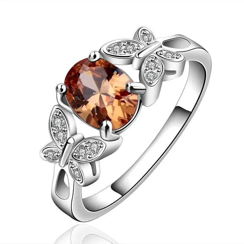 Silver Wedding Rings Butterfly Stone Opal 648 2
