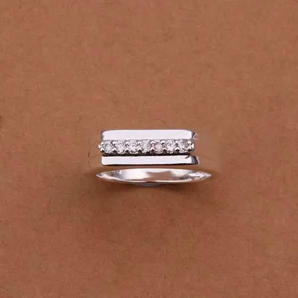 Silver Wedding Rings Insets Two Wire Ring Men Bijouterie 77 7