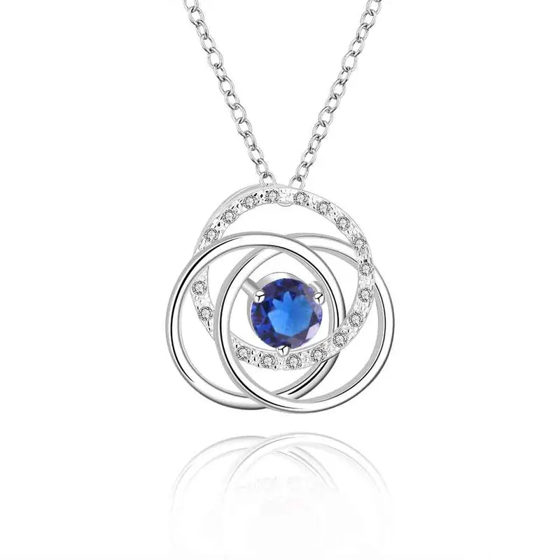 Silver Women Necklace Three Circle White Stone Gros Collier Femme Jewellery 15 2