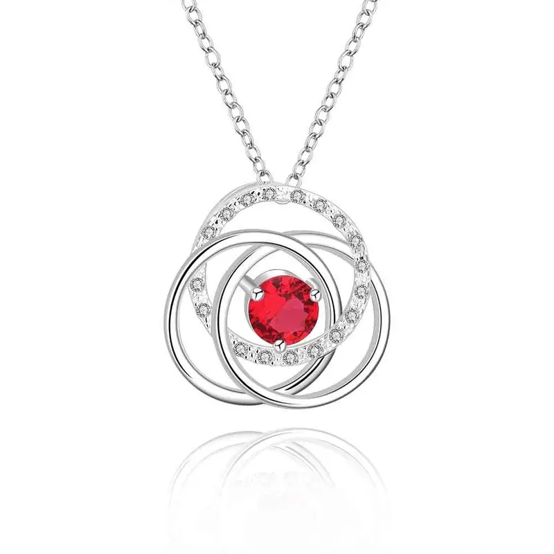 Silver Women Necklace Three Circle White Stone Gros Collier Femme Jewellery 15 3